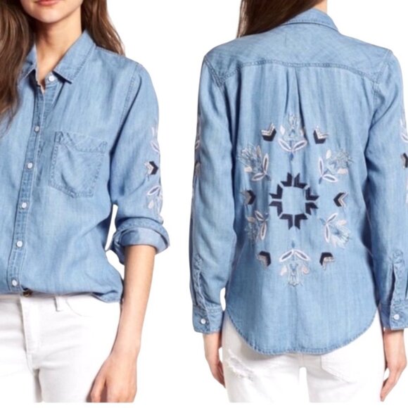 Rails Smith Phoenix Embroidered Chambray Denim Button Shirt - Picture 4 of 7